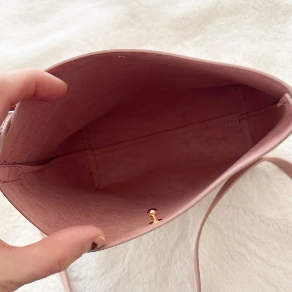 Samara Medium blush pink gold Shoulder crossbody bucket hand Bag purse